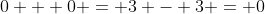 0 + 0 = 3 - 3 = 0