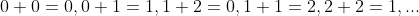 0+0=0,0+1=1,1+2=0,1+1=2,2+2=1,...
