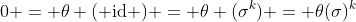 0 = \theta ( \text{id} ) = \theta (\sigma^k) = \theta(\sigma)^k