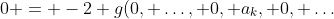 0 = -2 g(0, \ldots, 0, a_k, 0, \ldots) = -2a_k g(e_k)