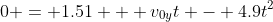 0 = 1.51 + v_{0y}t - 4.9t^2