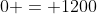 0 = 1200~sin(\theta)t - 16t^2