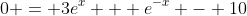 0 = 3e^x + e^{-x} - 10