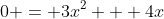 0 = 3x^2 + 4x