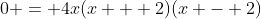 0 = 4x(x + 2)(x - 2)