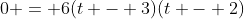 0 = 6(t - 3)(t - 2)