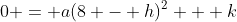 0 = a(8 - h)^2 + k