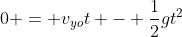 0 = v_{yo}t - \frac{1}{2}gt^2
