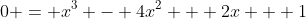 0 = x^3 - 4x^2 + 2x + 1
