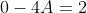 0-4A=2