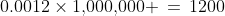 0.0012\times1,\!000,\!000 \,=\,1200