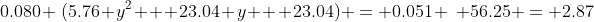 0.080 \,(5.76 y^2 + 23.04 y + 23.04) = 0.051 \,\, 56.25 = 2.87