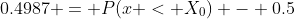 0.4987 = P(x < X_{0}) - 0.5