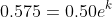 0.575=0.50e^{k}