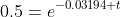 0.5=e^{-0.03194 t}