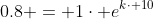 0.8 = 1\cdot e^{k\cdot 10}~\implies~ k=\frac1{10} \cdot \ln(0.8)~\approx~-0.02231...