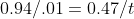 0.94/.01=0.47/t