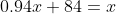 0.94x+84=x