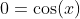 0=\cos(x)