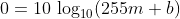 0=10\,\log_{10}(255m+b)