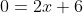 0=2x+6