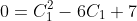 0=C_{1}^{2}-6C_{1}+7