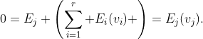 0=E_j \left(\sum_{i=1}^r E_i(v_i) \right)=E_j(v_j).