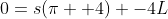 0=s(\pi +4) -4L