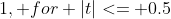 1, for |t|<= 0.5