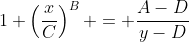 1+\left(\frac{x}{C}\right)^B = \frac{A-D}{y-D}