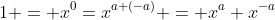 1 = x^0=x^{a+(-a)} = x^a x^{-a}