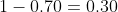 1-0.70=0.30