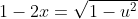 1-2x=\sqrt{1-u^2}
