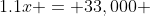 1.1x = 33,000 