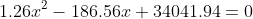 1.26x^2-186.56x+34041.94=0