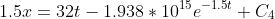 1.5x=32t-1.938*10^{15}e^{-1.5t}+C_4