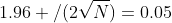 1.96 /(2\sqrt{N})=0.05