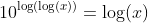 10^{\log(\log(x))}=\log(x)