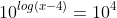 10^{log(x-4)}=10^4