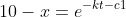 10-x=e^{-kt-c1}