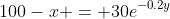 100-x = 30e^{-0.2y}