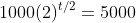 1000(2)^{t/2}=5000