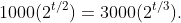 1000(2^{t/2})=3000(2^{t/3}).