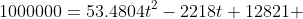 1000000=53.4804t^2-2218t+12821 