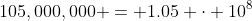 105,000,000 = 1.05 \cdot 10^8