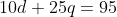 10d+25q=95