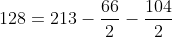 128=213-\frac{66}{2}-\frac{104}{2}