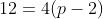 12=4(p-2)