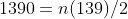 1390=n(139)/2