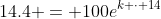 14.4 = 100e^{k \cdot 14}